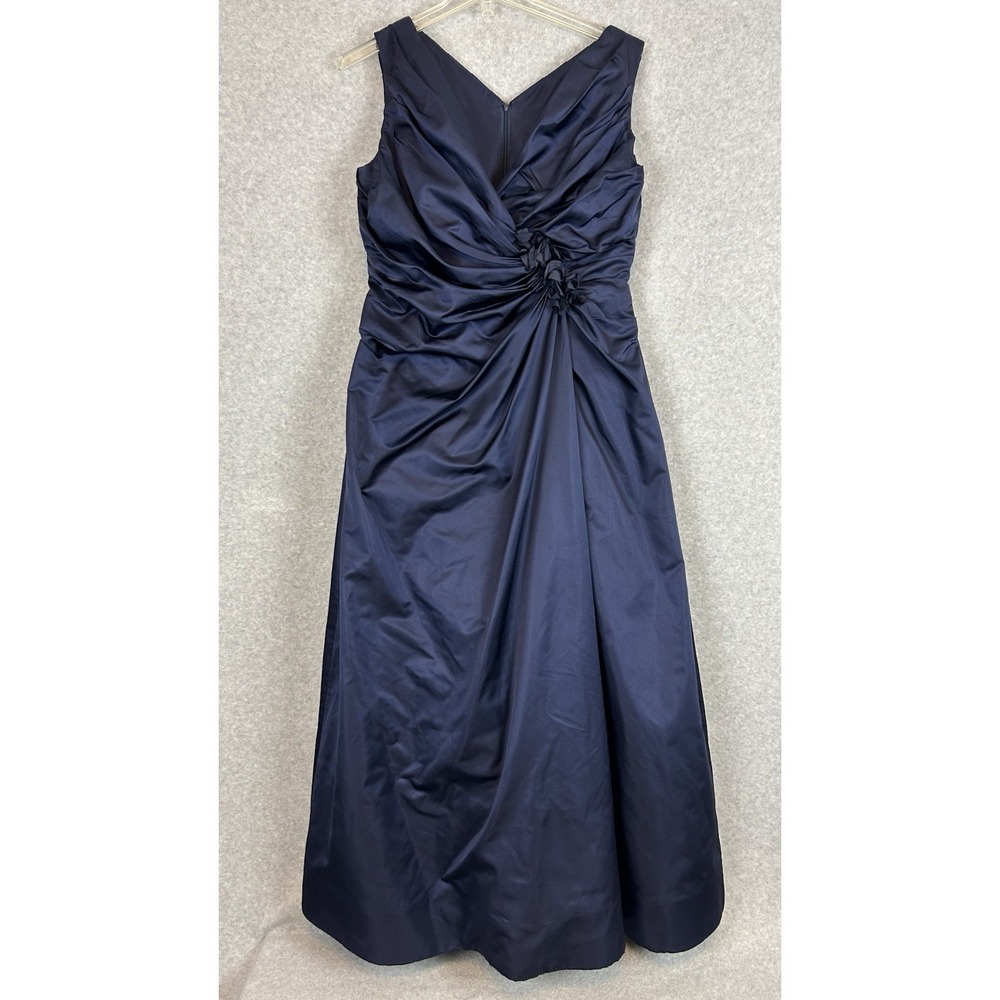 Catherine Regehr Gown Size XXL Navy Blue Taffeta Iridescent Surplice Wrap